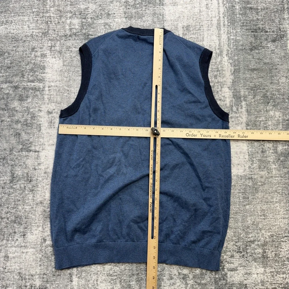 Banana Republic Sweater Vest Men Large Blue Knit V-Neck Lightweight Pullover NEW